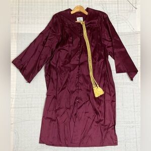 Jostens Treasure Graduation Burgundy Gown and Yellow Braided Tassels Size 54 Vtg